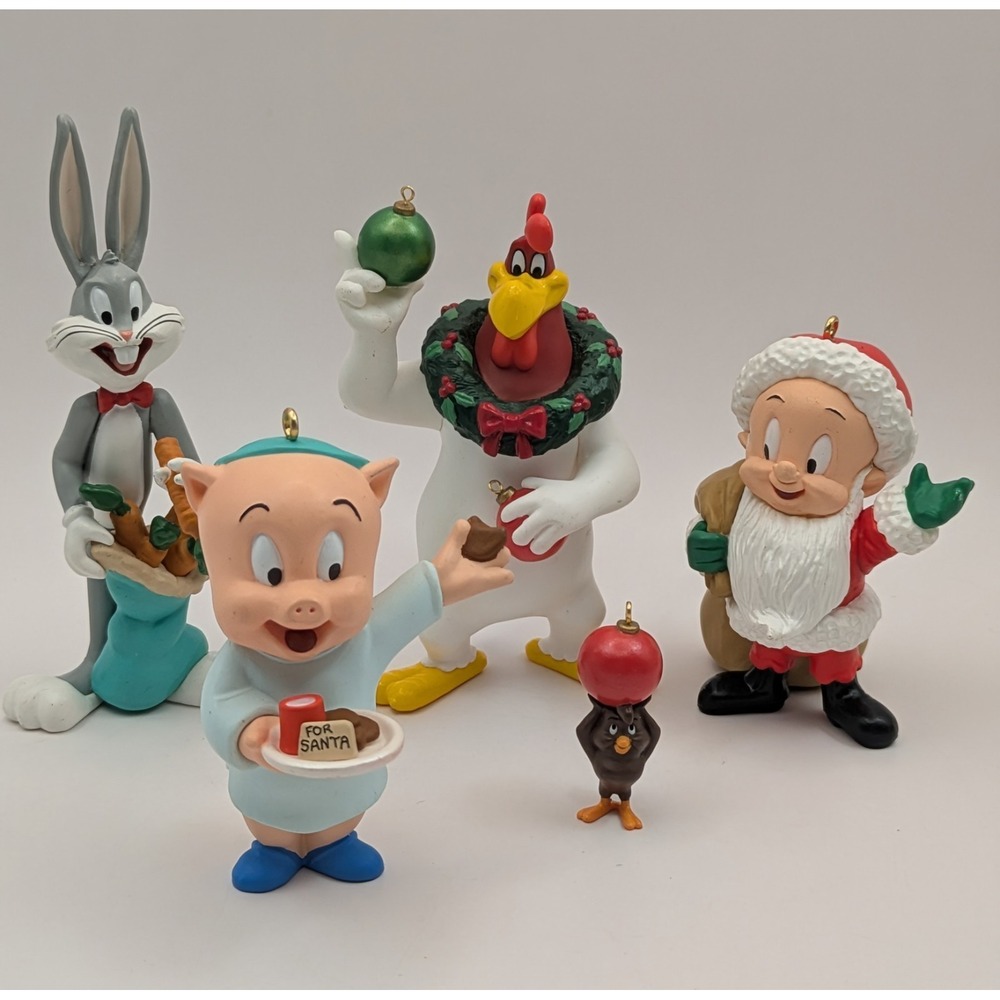 Hallmark Ornaments Bugs Bunny‎ Porky Pig Elmer Fudd Foghorn Leghorn Lot Of 4